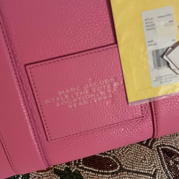 SMALL Marc Jacobs Petite Pink Tote Bag with Textured Leather & Detach Strap - Picture 11 of 13